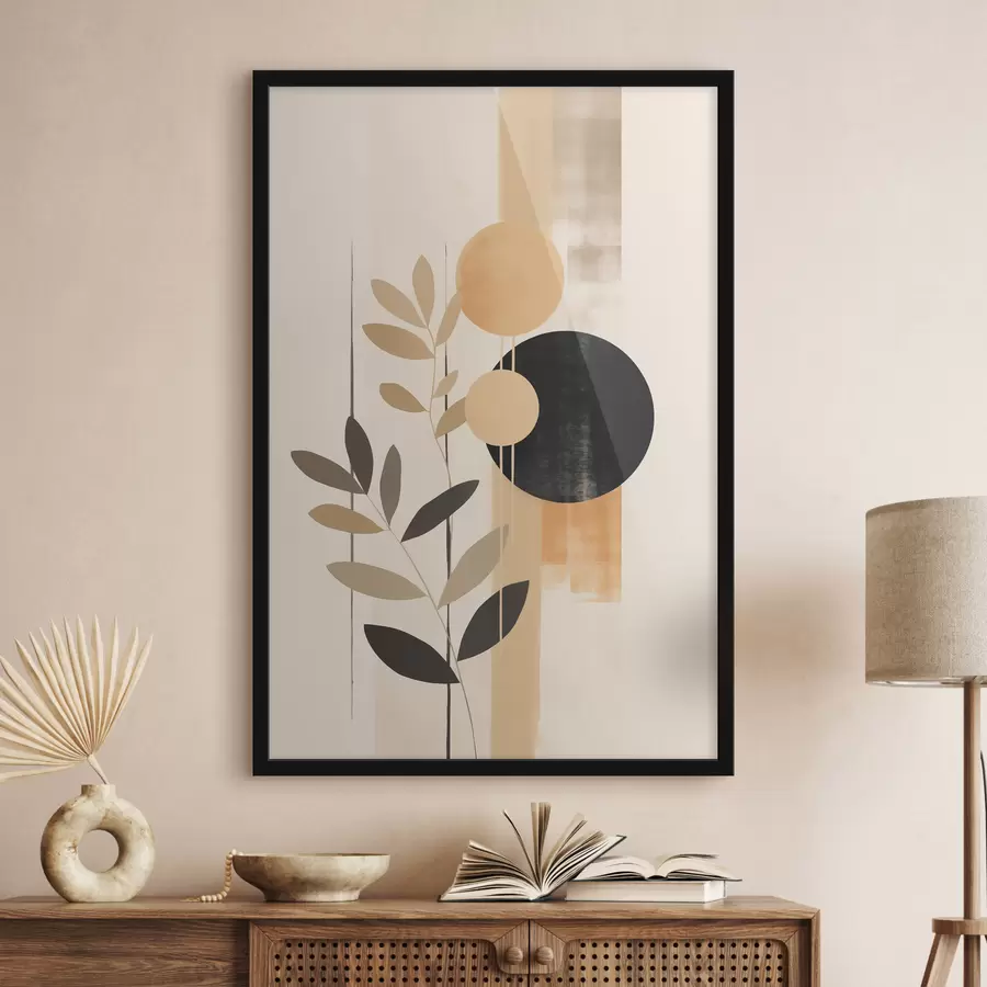 murales de pared Una composición abstracta con hojas y círculos f48613