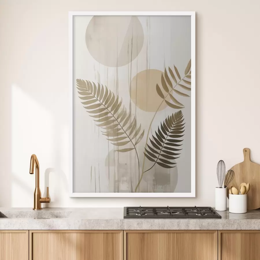 murales de pared Una abstracción con ramas y hojas f48662