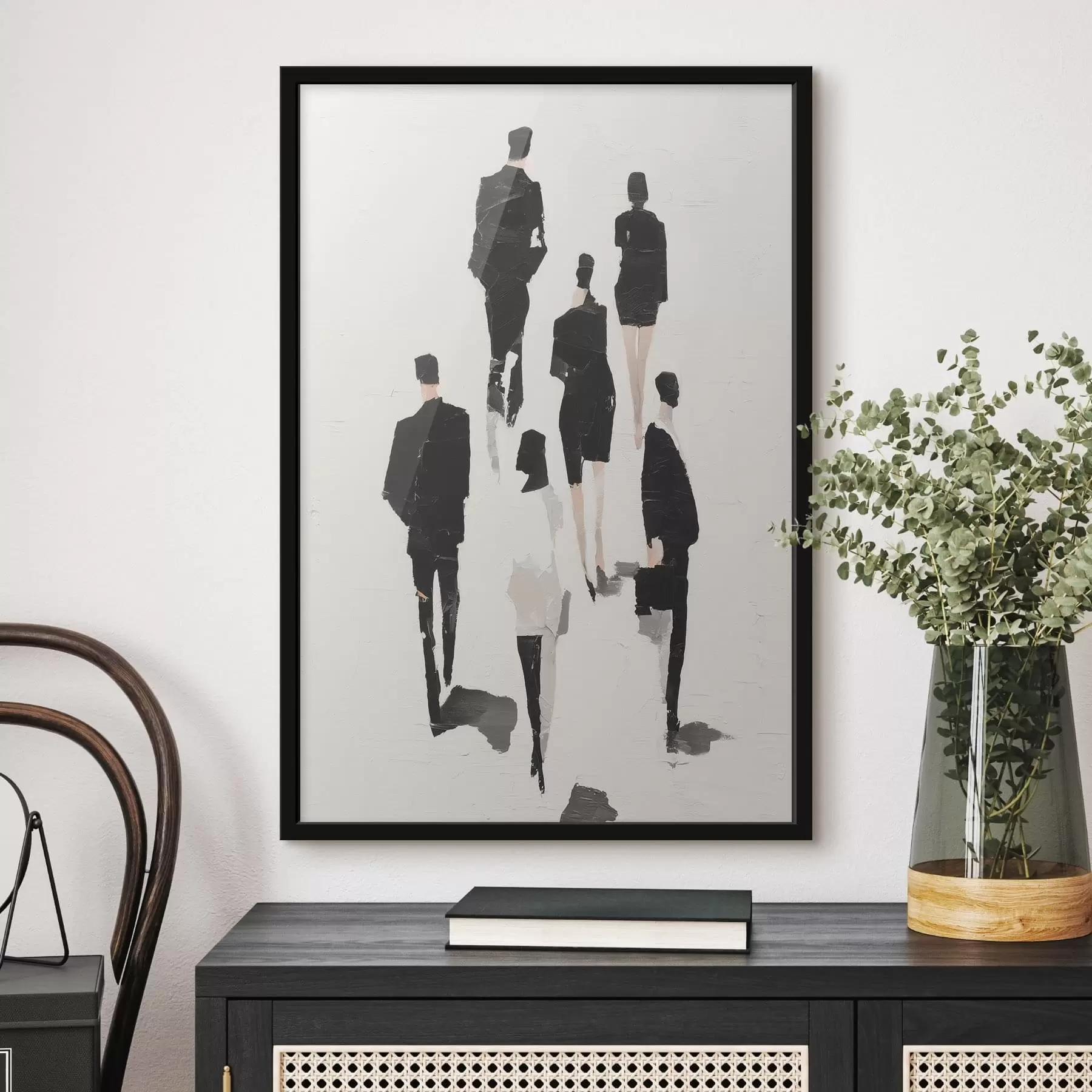 murales de pared Una abstracción con siluetas de personas f48667