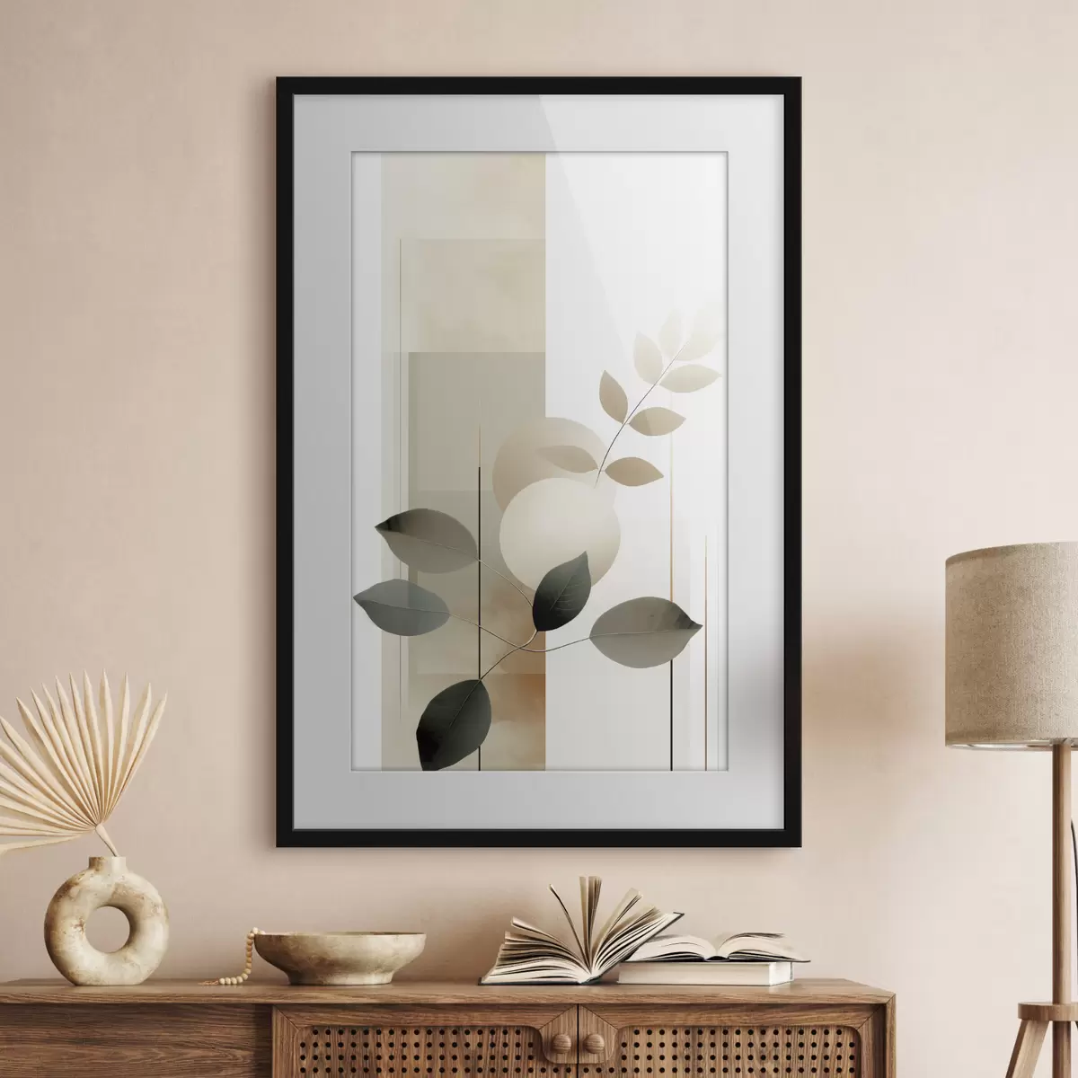 Poster Hojas botánicas abstractas con formas f48668
