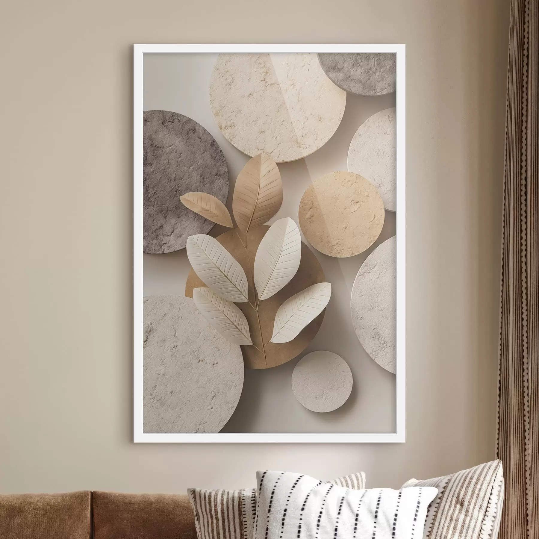 murales de pared Una composición con hojas y círculos f48691