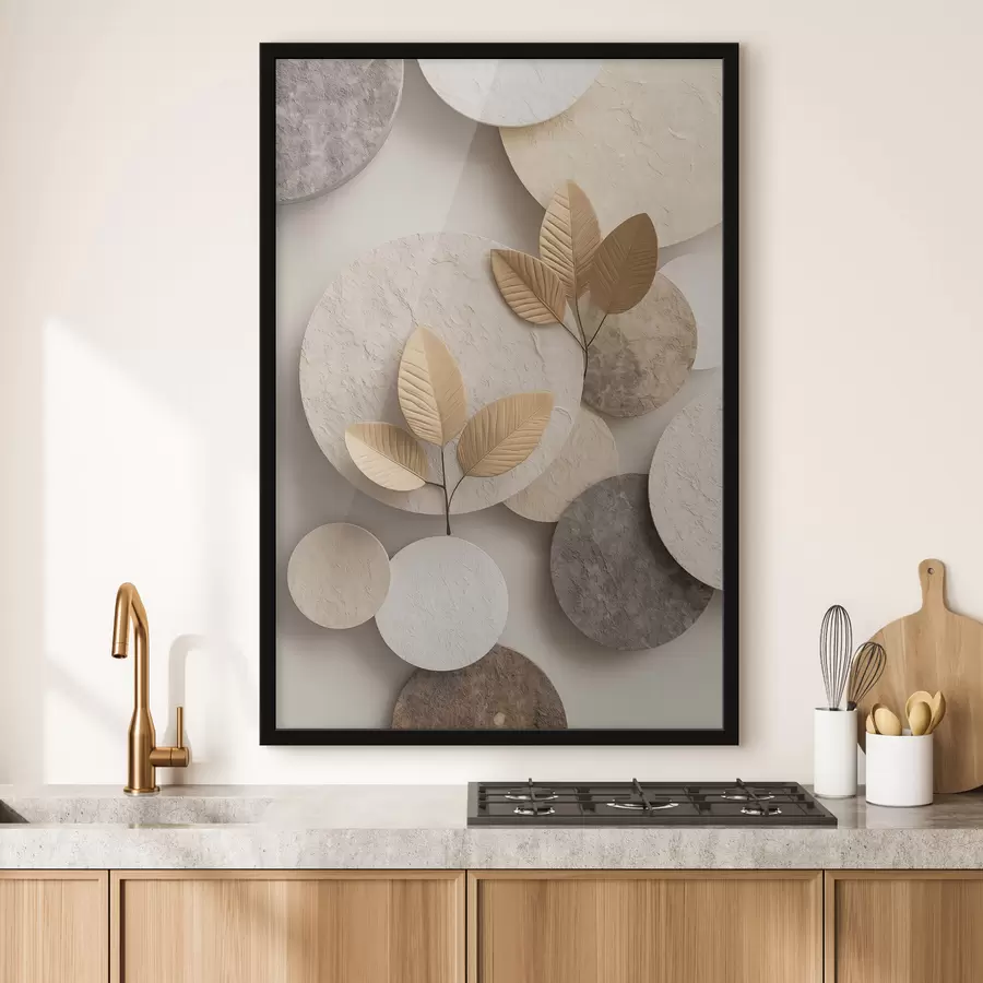 murales de pared Una composición con hojas y círculos f48692