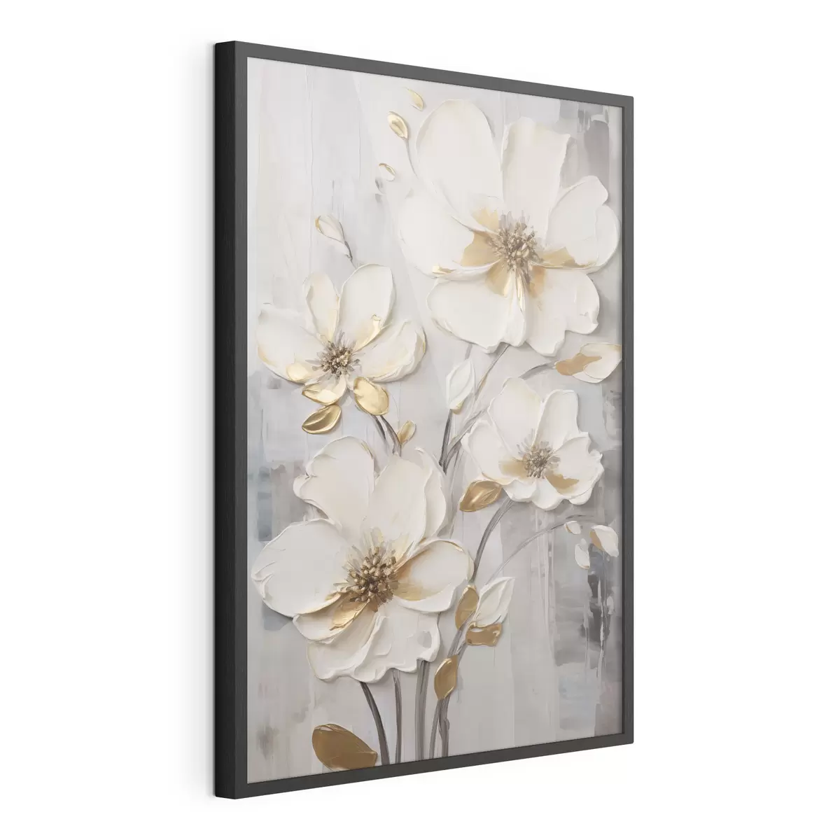 Poster Flores blancas con toques amarillos sobre un fondo texturizado f48721