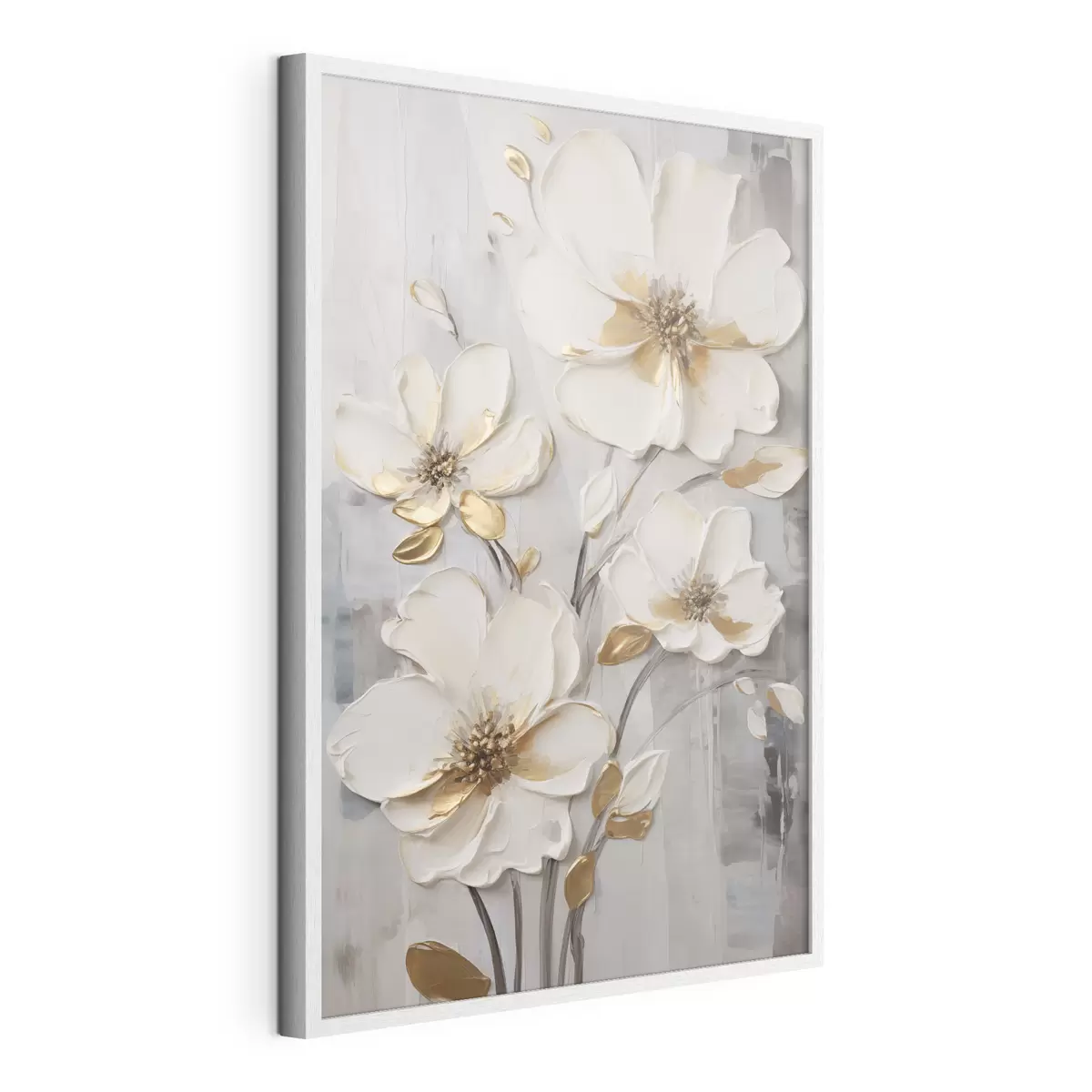Poster Flores blancas con toques amarillos sobre un fondo texturizado f48721