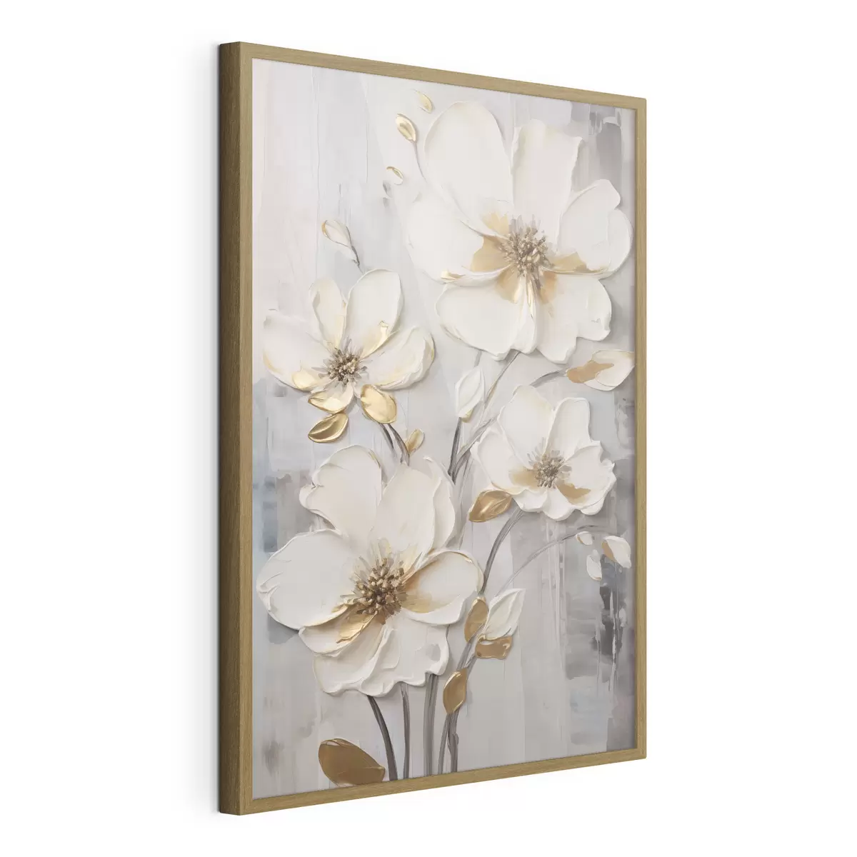 Poster Flores blancas con toques amarillos sobre un fondo texturizado f48721