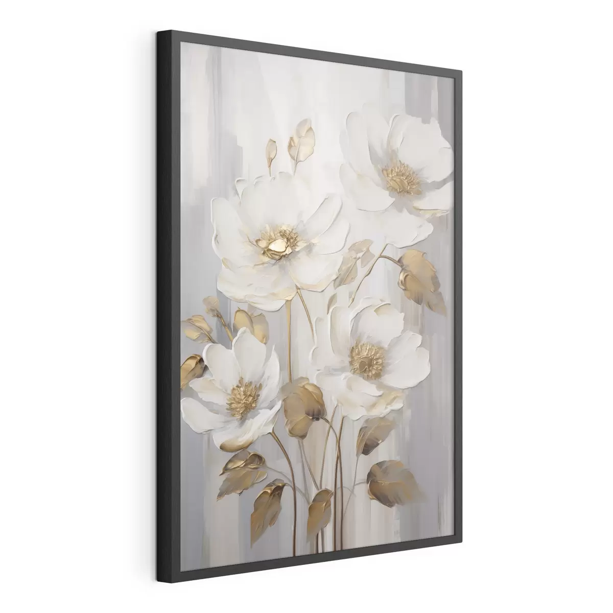 Poster Flores blancas con toques amarillos sobre un fondo texturizado f48722