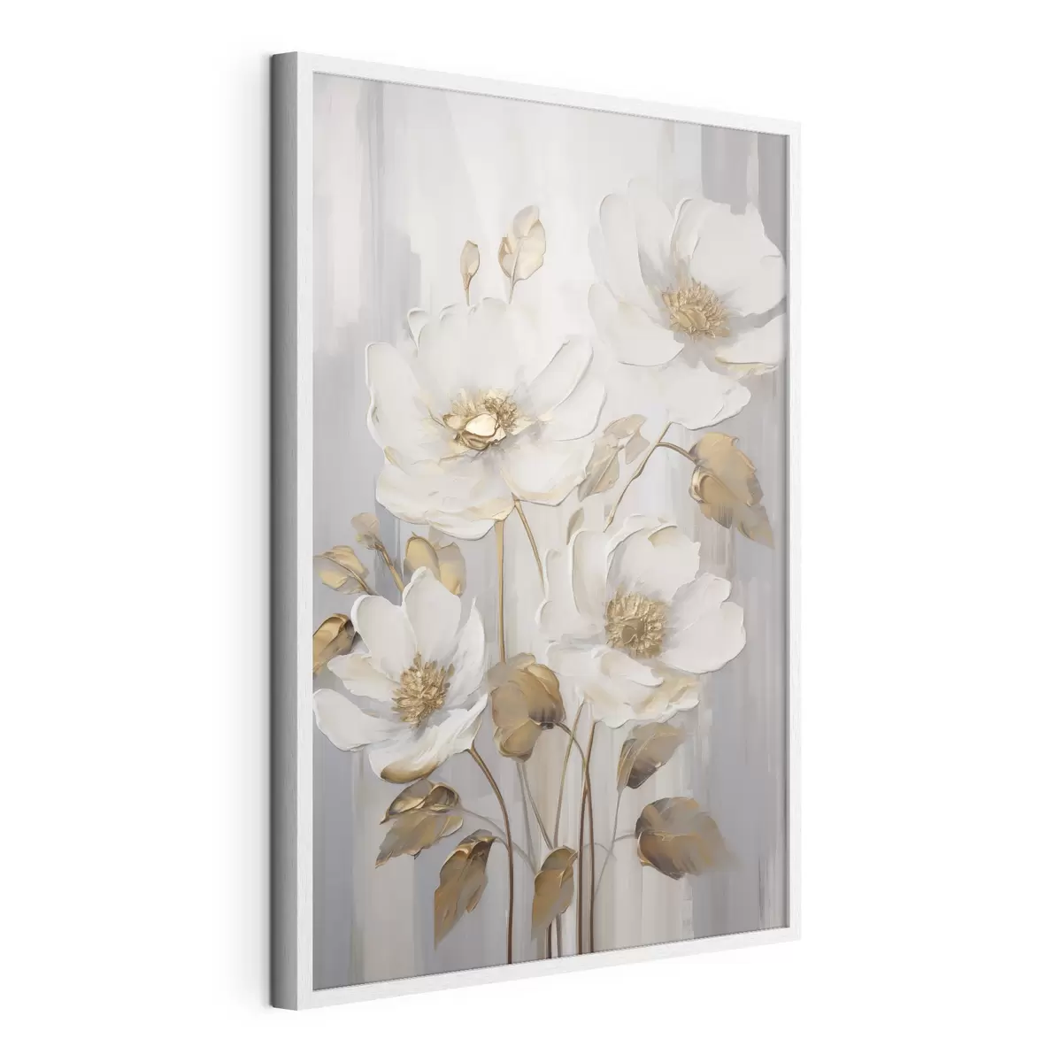 Poster Flores blancas con toques amarillos sobre un fondo texturizado f48722