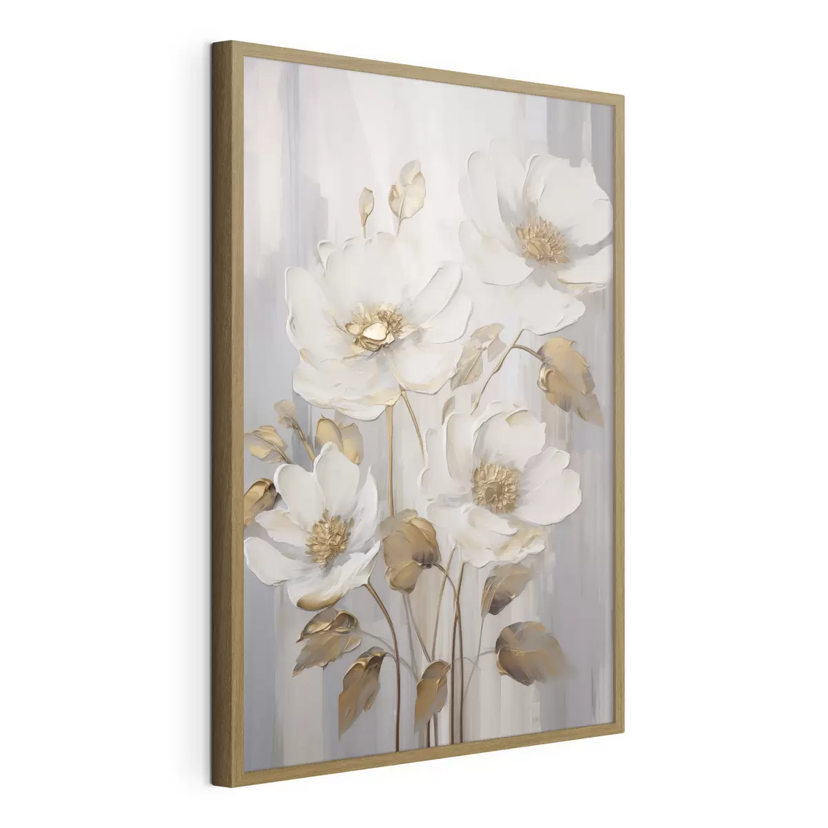 Poster Flores blancas con toques amarillos sobre un fondo texturizado f48722