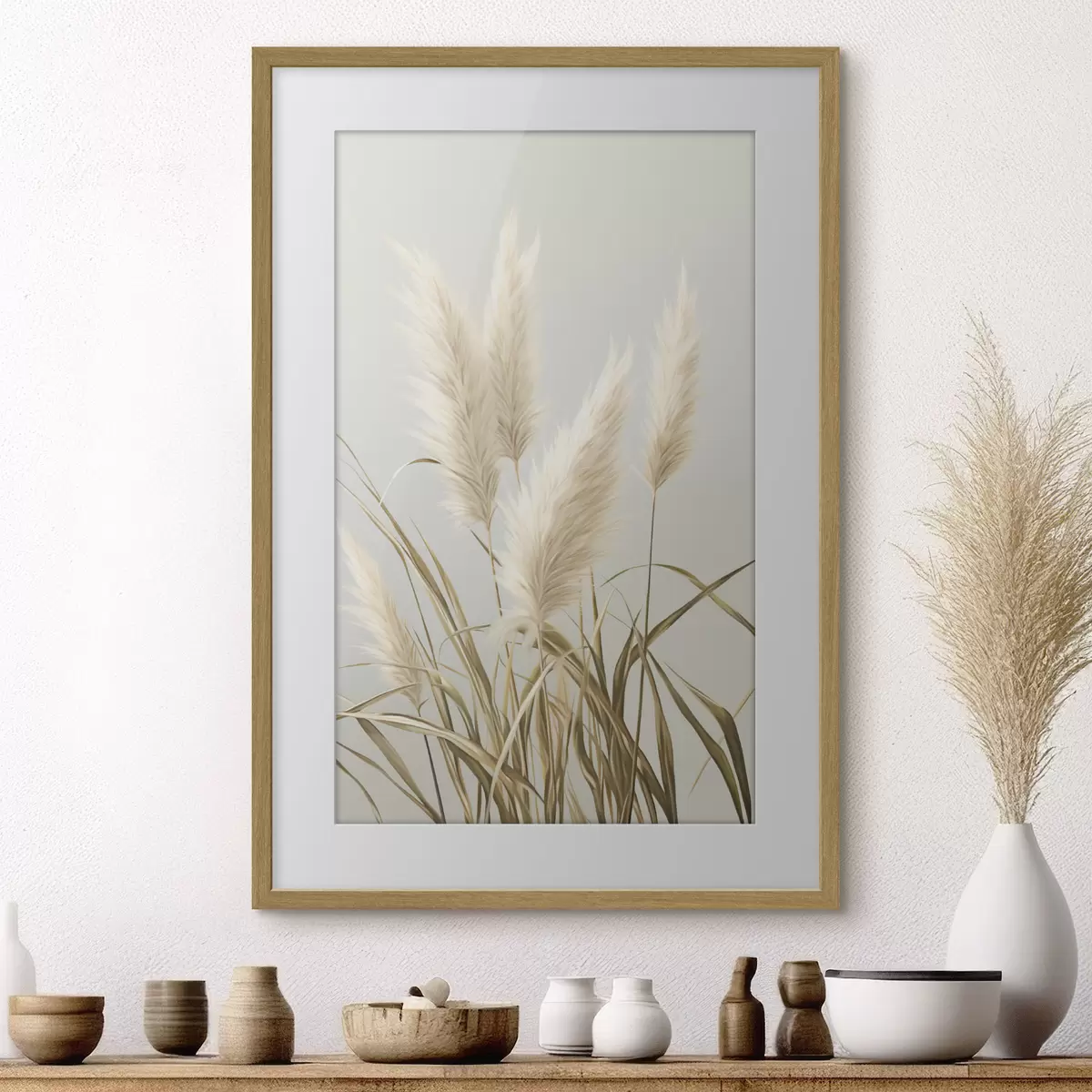 Poster Varias plantas altas de hierba de la pampa, con hojas largas y delgadas f48723