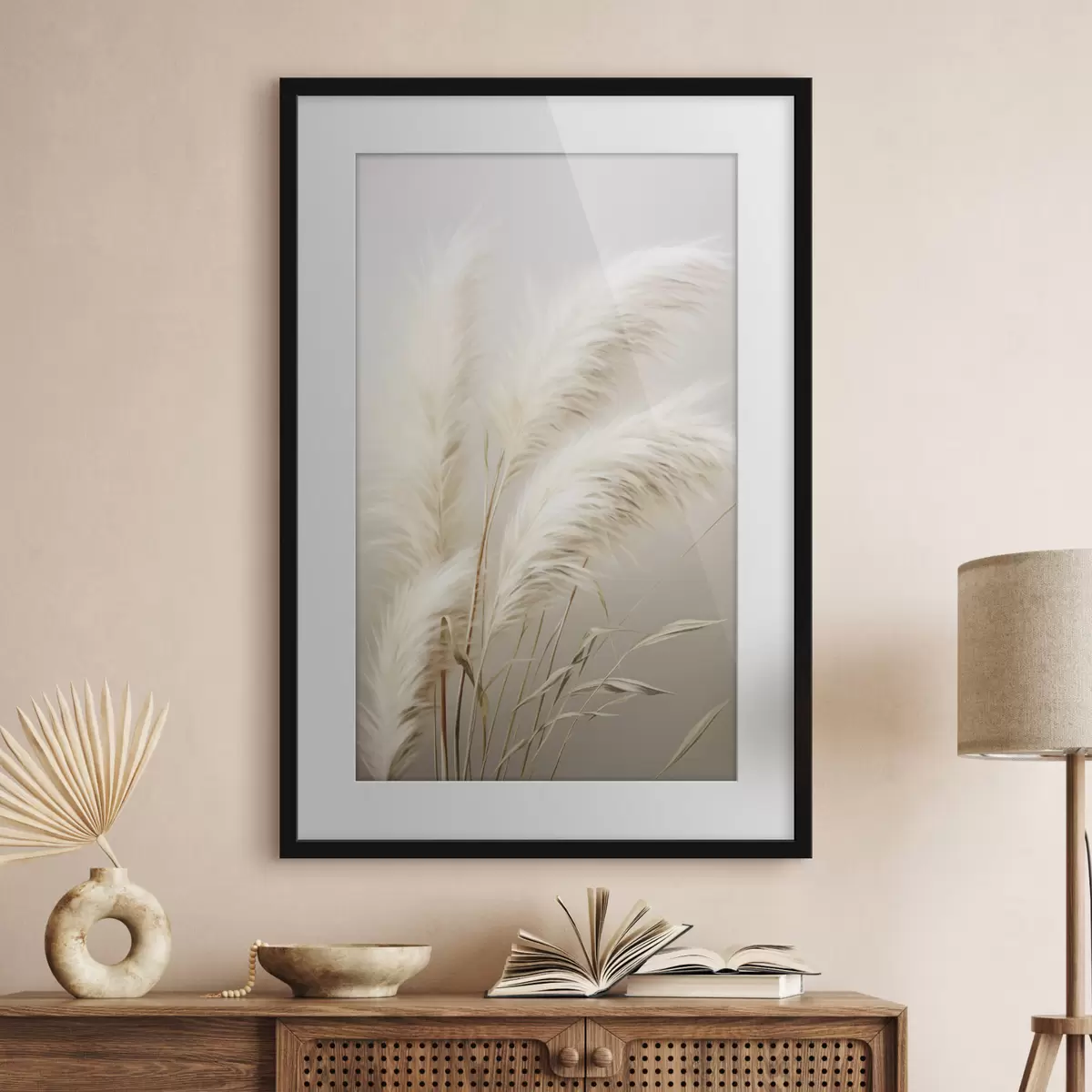 Poster Varias plantas altas de hierba de la pampa, con hojas largas y delgadas f48724