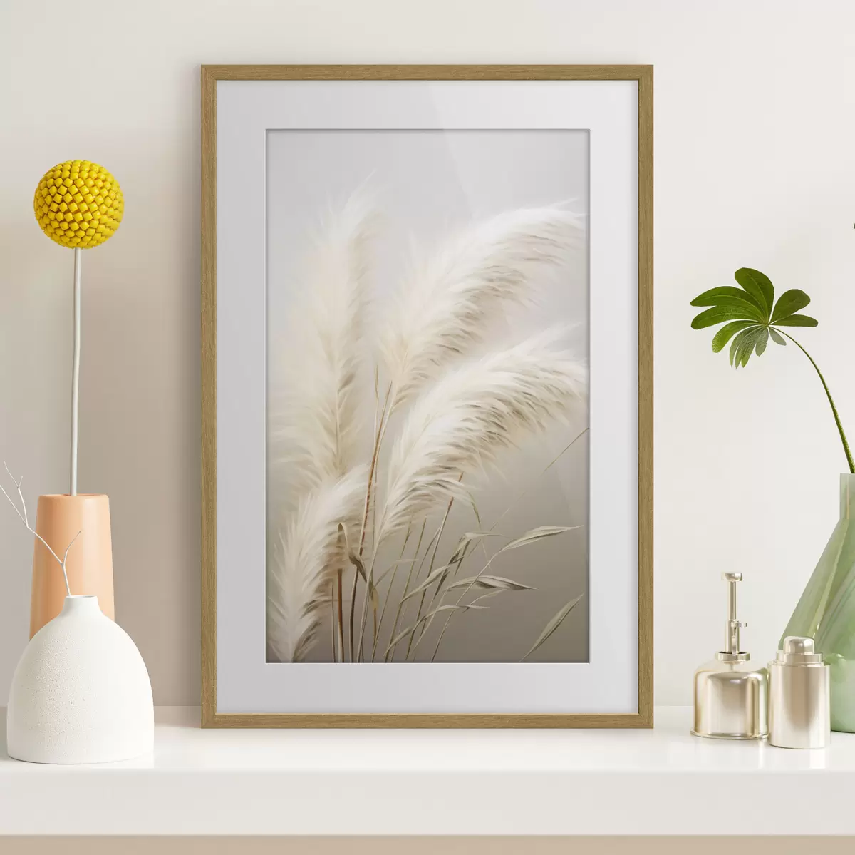 Poster Varias plantas altas de hierba de la pampa, con hojas largas y delgadas f48724