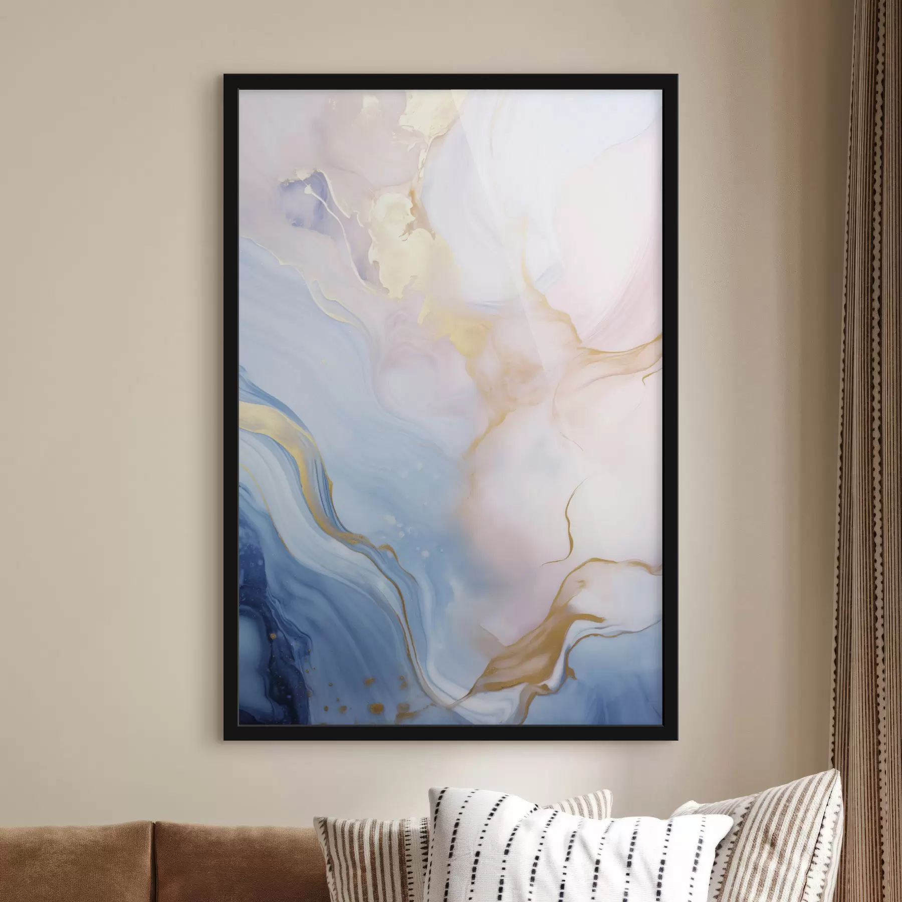 murales de pared Arte fluido abstracto con texturas y motivos en espiral en tonos rosas y azules f48730