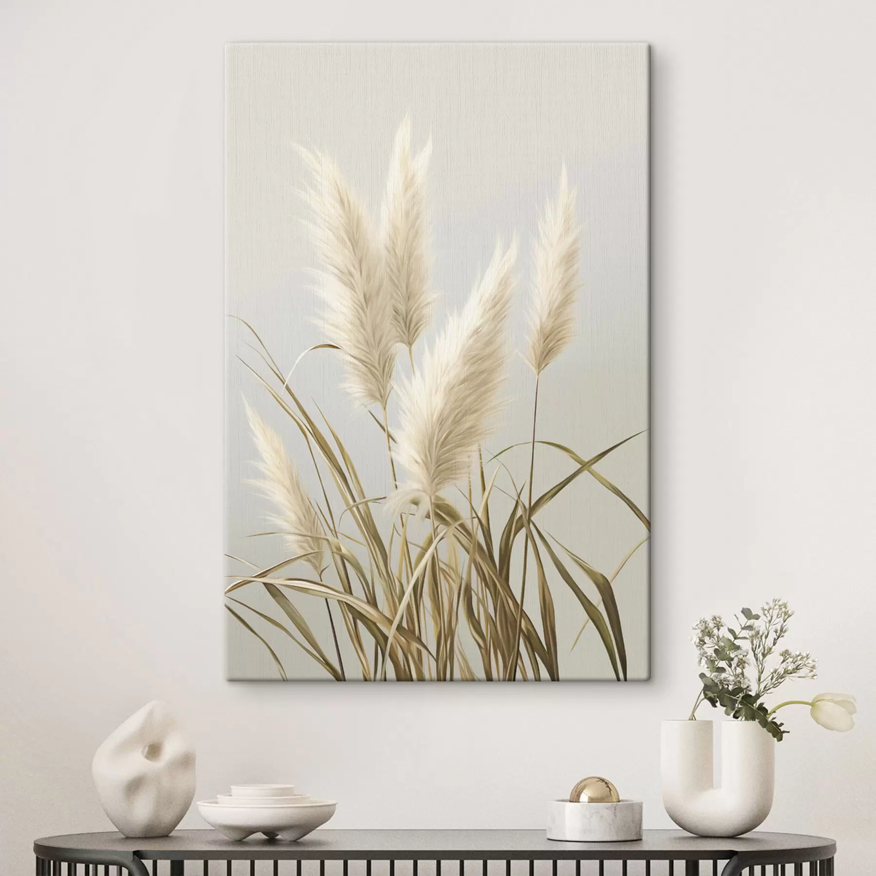murales de pared Varias plantas altas de hierba de la pampa, con hojas largas y delgadas s48723