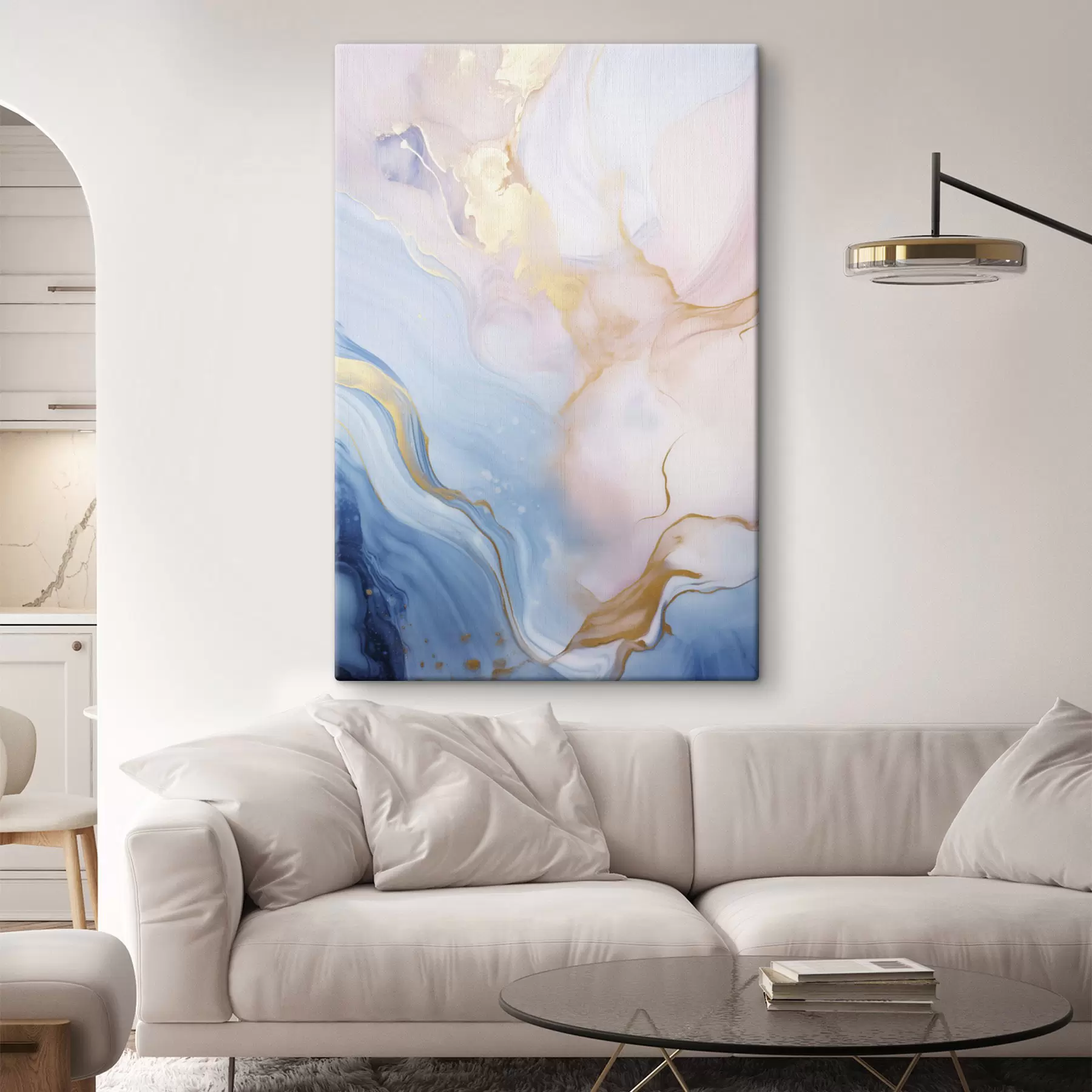 murales de pared Arte fluido abstracto con texturas y motivos en espiral en tonos rosas y azules s48730