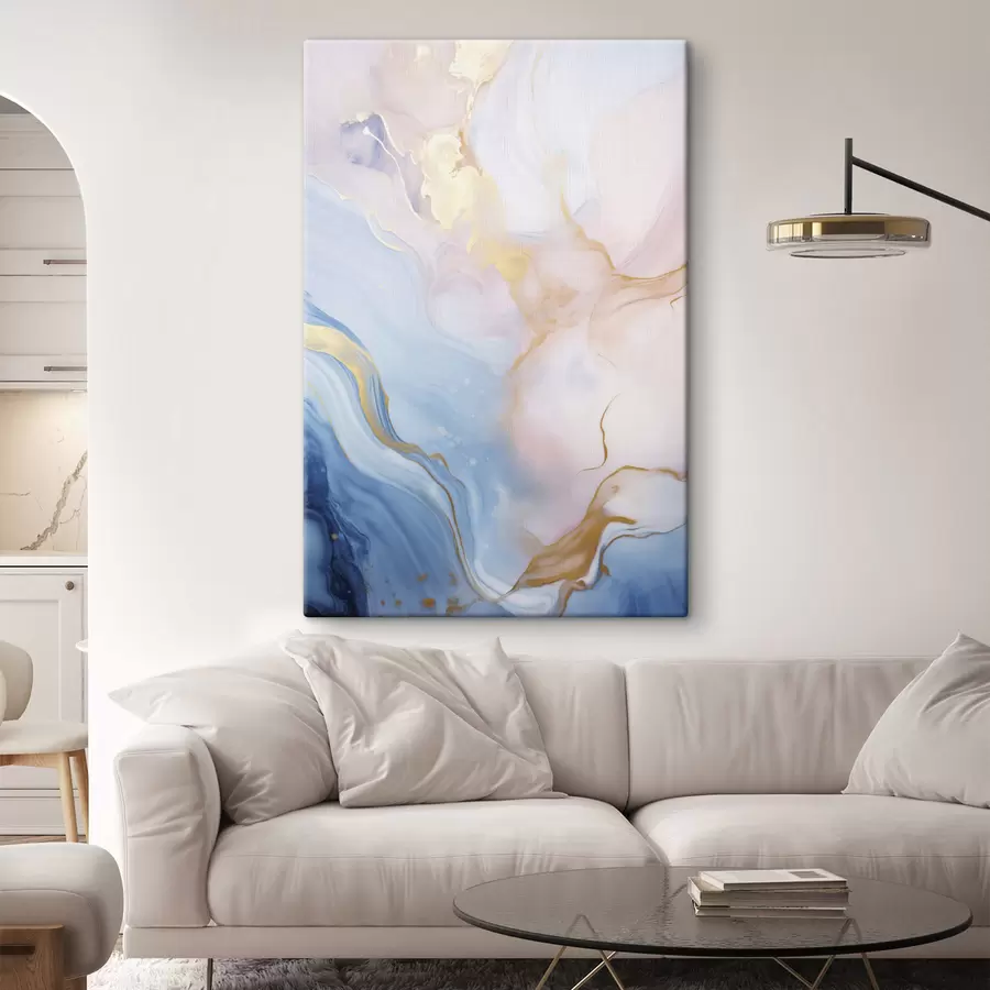 murales de pared Arte fluido abstracto con texturas y motivos en espiral en tonos rosas y azules s48730