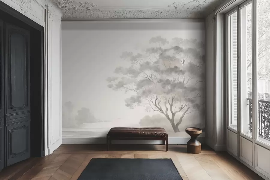 murales de pared Árbol envuelto en niebla w05477