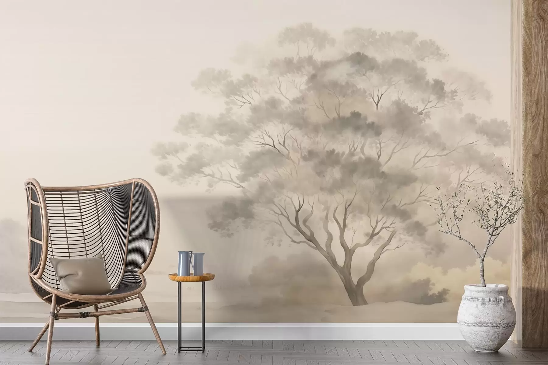 murales de pared Árbol envuelto en niebla w05477v1