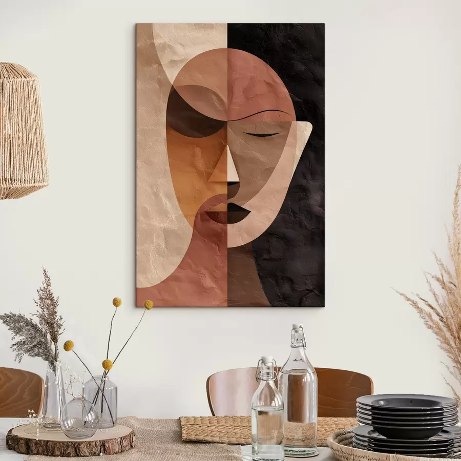 murales de pared un rostro abstracto en tonos café s48777