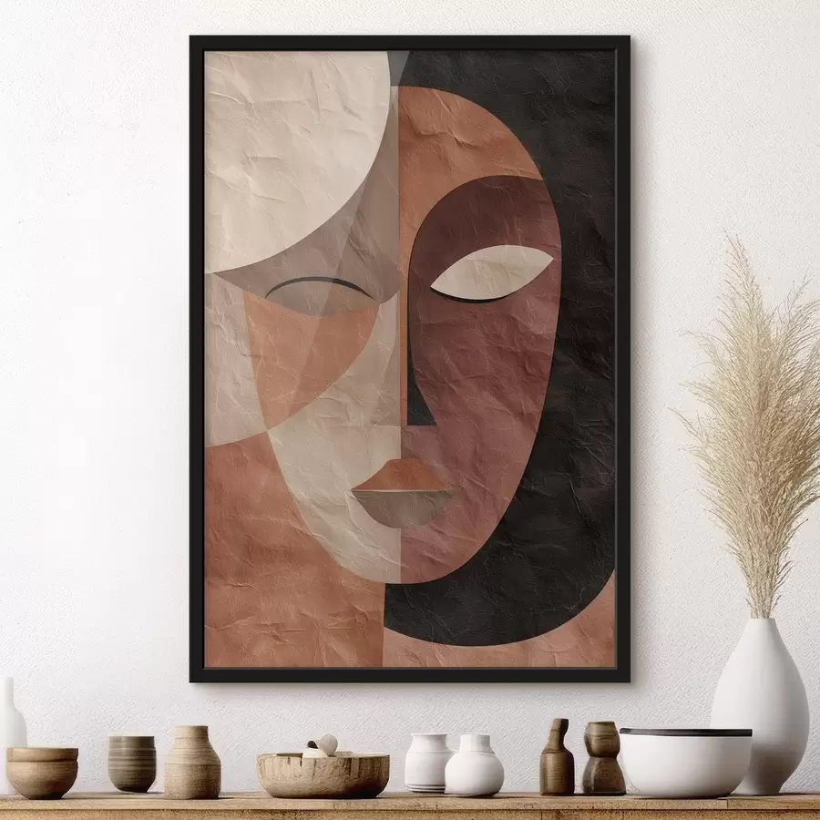 murales de pared un rostro abstracto en tonos café f48778