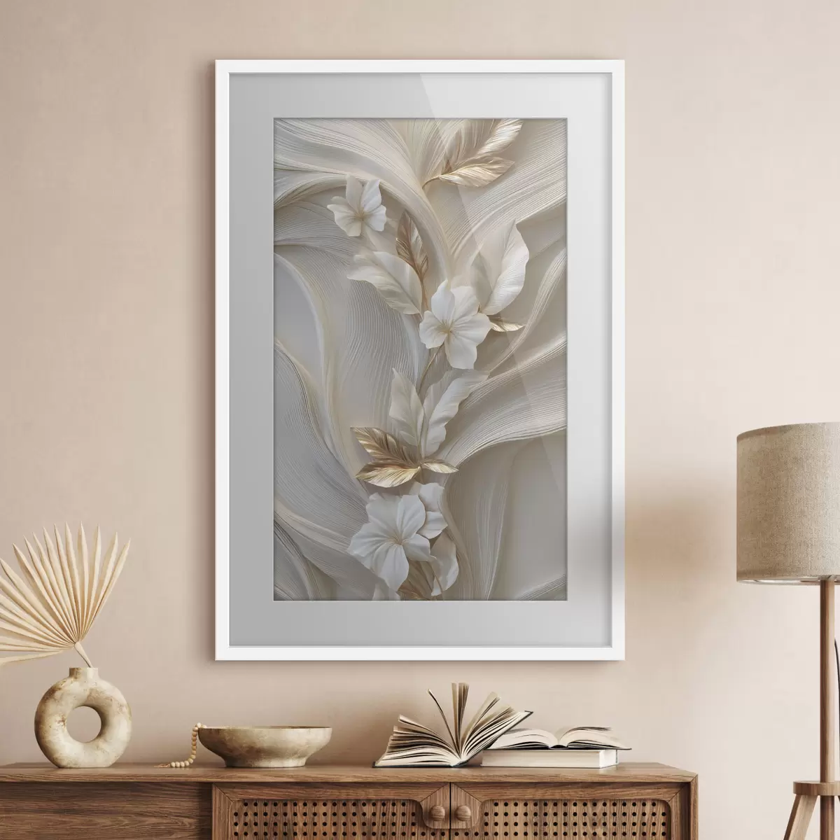 Poster una exquisita imitación de hojas, texturas y flores en tres dimensiones f48787