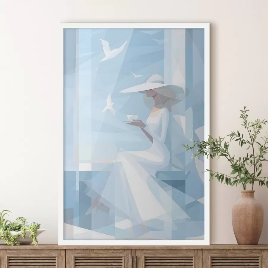 murales de pared un café matutino junto al mar f48792