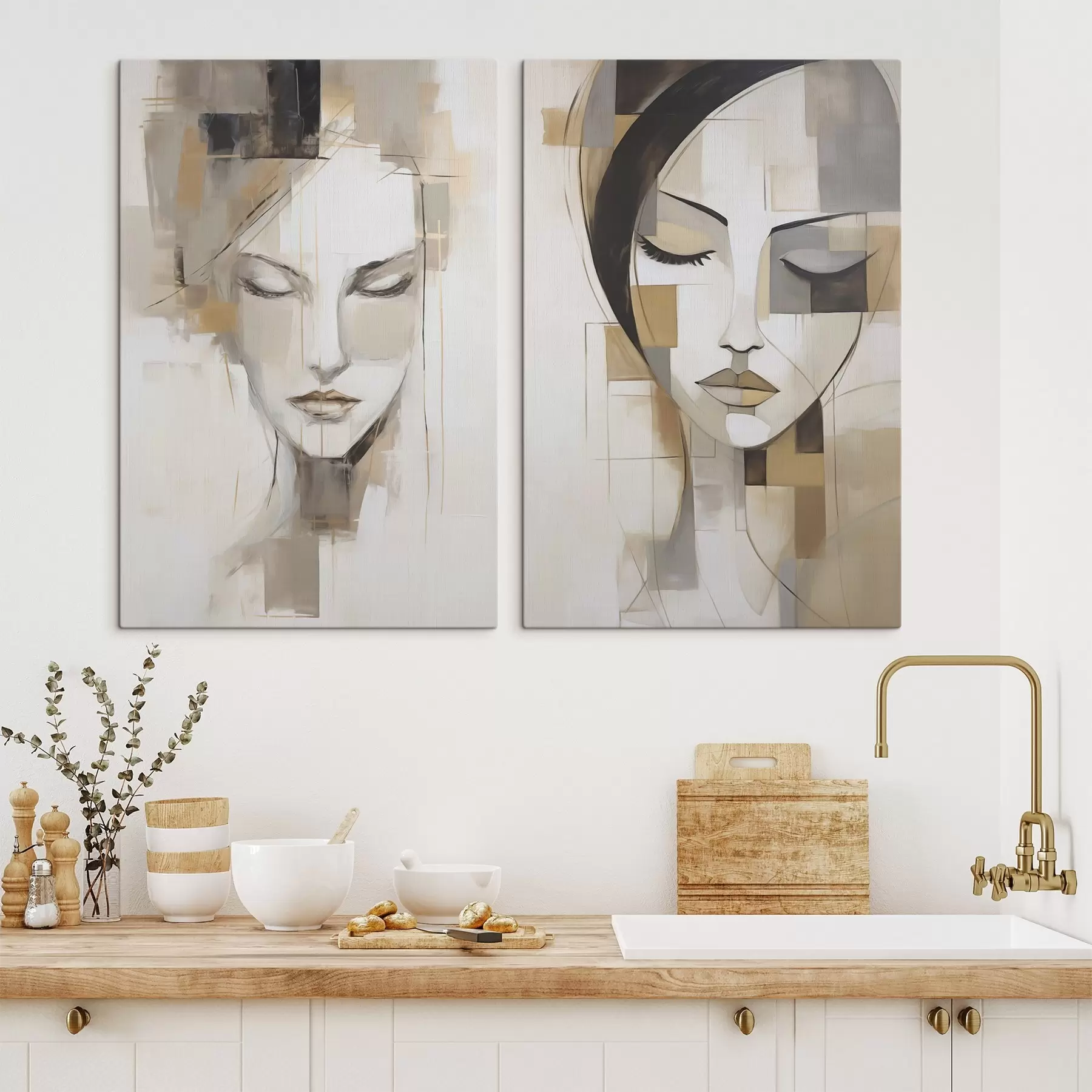 murales de pared Retrato femenino abstracto m30337