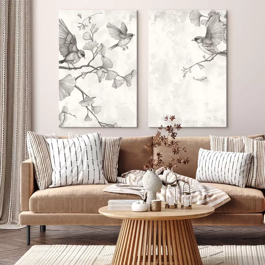 murales de pared Pájaros en las ramas de un ginkgo m30380