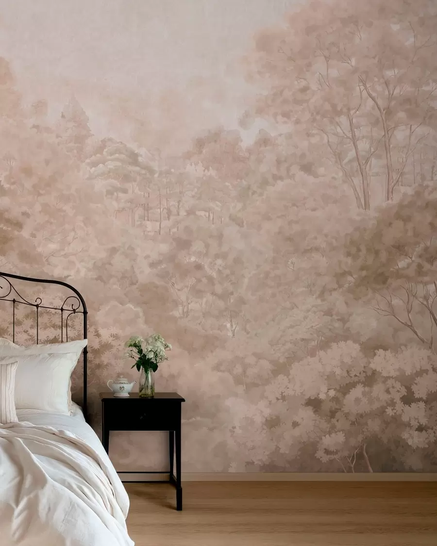 murales de pared Paisaje de bosque en sepia w05433v1
