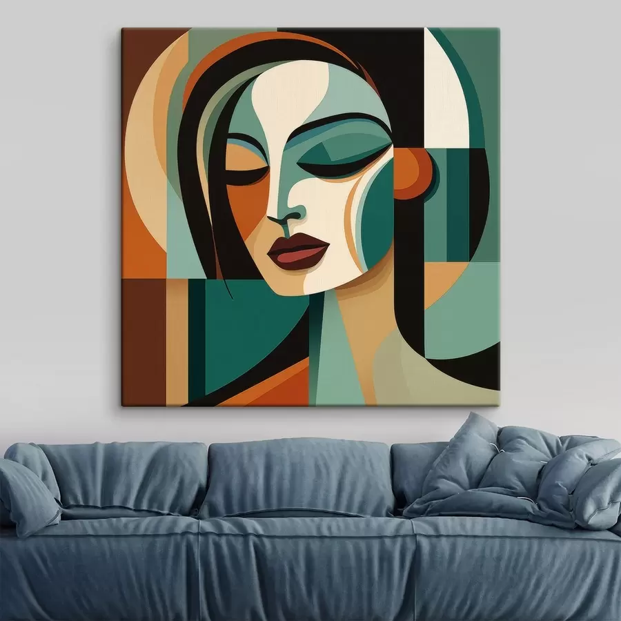 murales de pared Retrato de mujer en estilo geométrico s48952