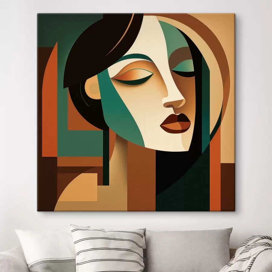 murales de pared Retrato de mujer en estilo geométrico s48953