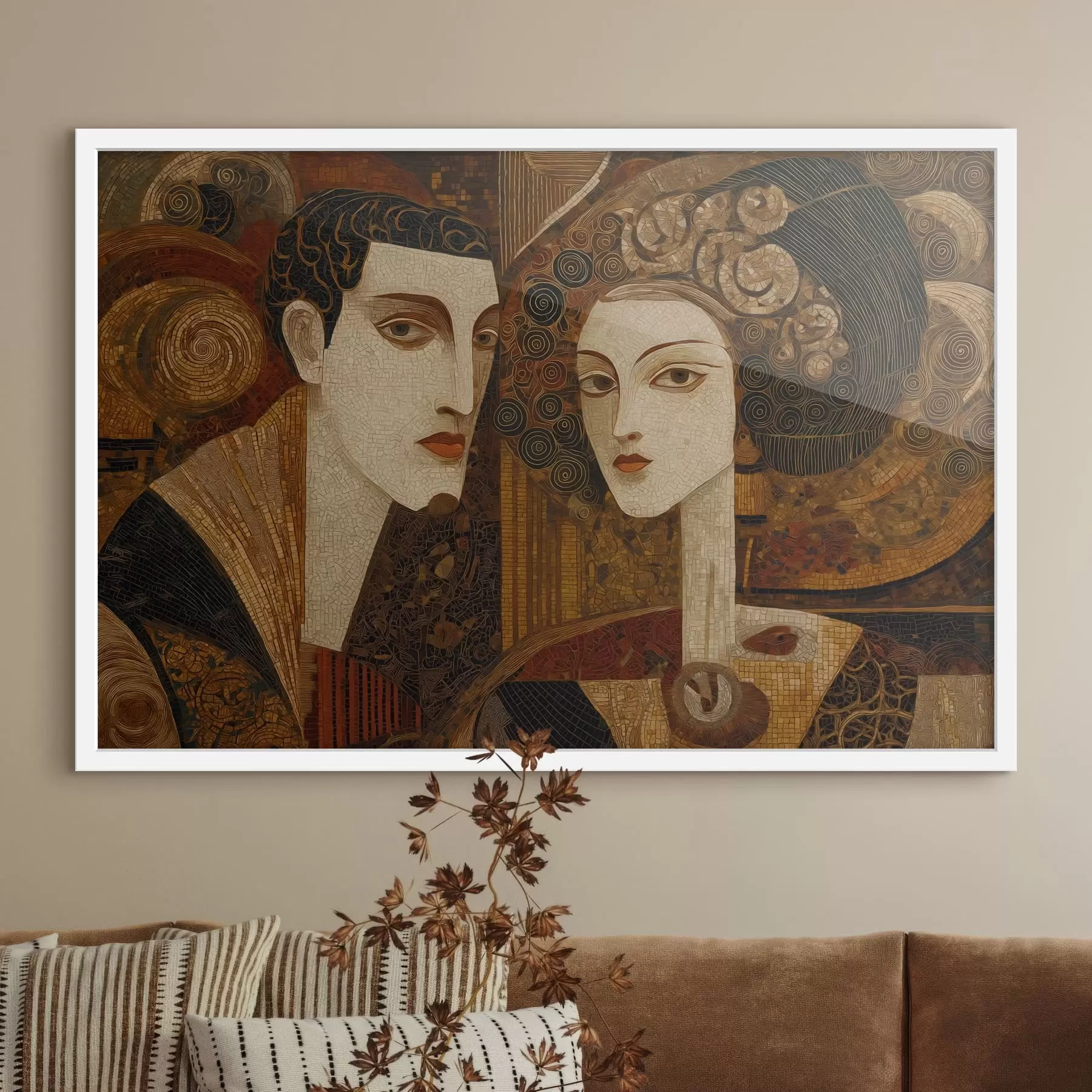 murales de pared Pareja en estilo mosaico, retrato abstracto f48933