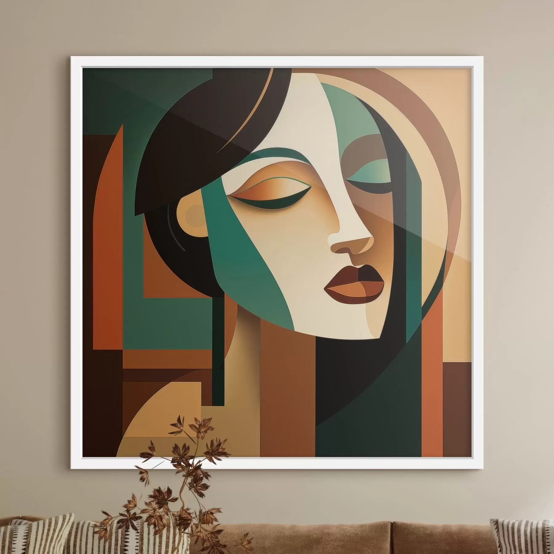 murales de pared Retrato de mujer en estilo geométrico f48953