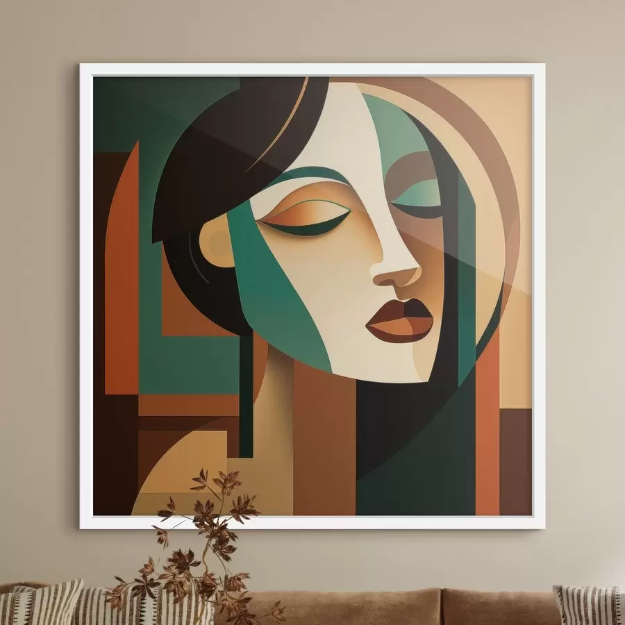 murales de pared Retrato de mujer en estilo geométrico f48953