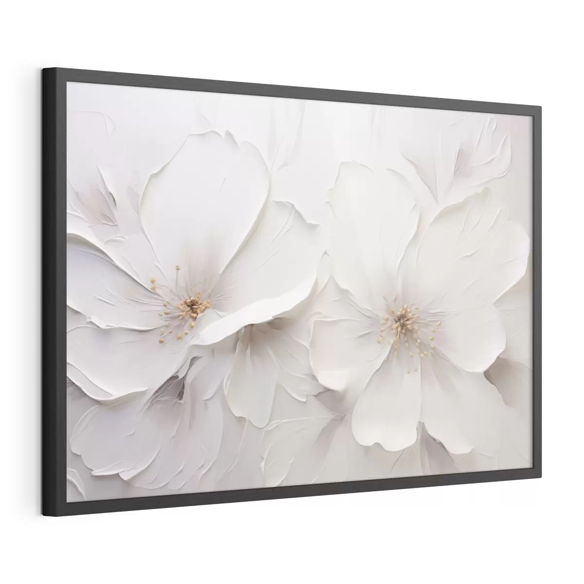 Poster Flores blancas en relieve de estilo minimalista con sombras suaves f48796