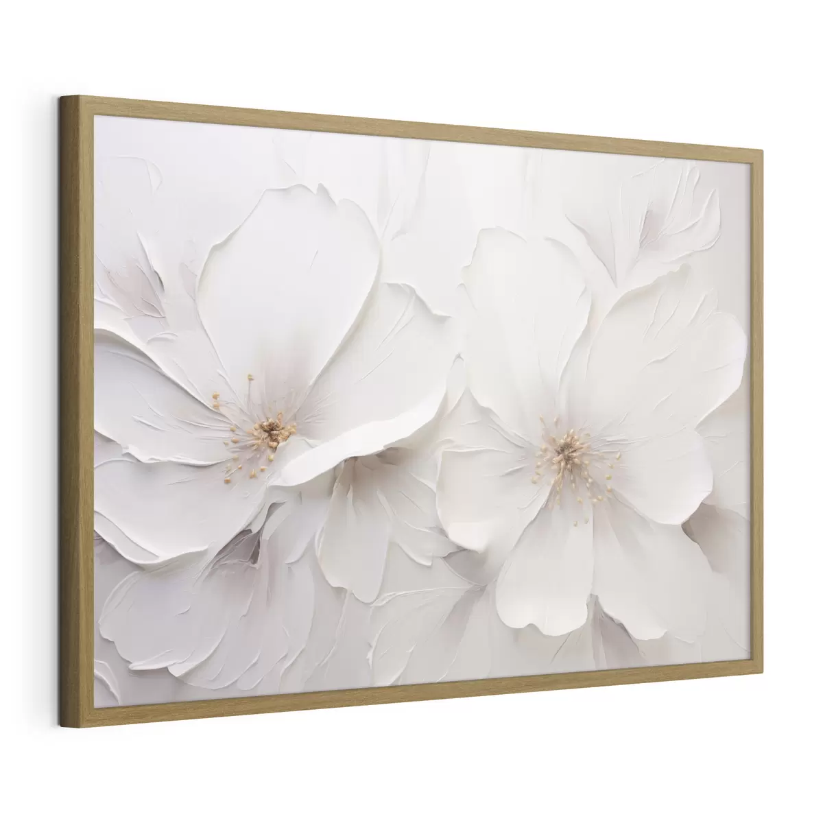 Poster Flores blancas en relieve de estilo minimalista con sombras suaves f48796