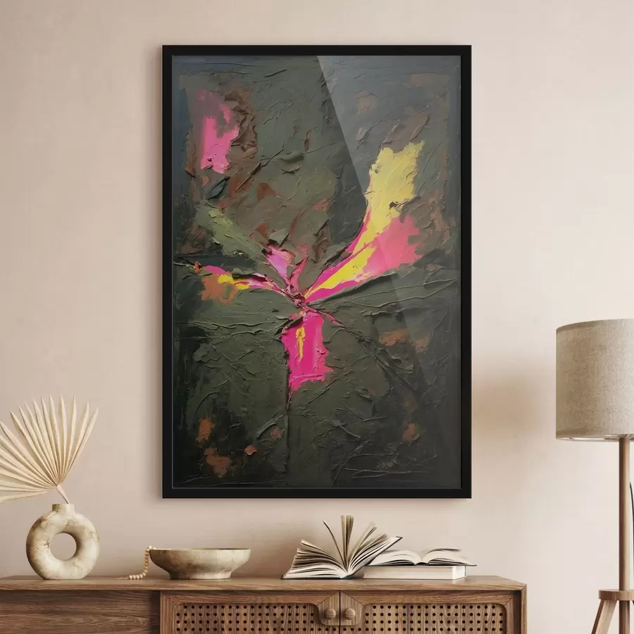 murales de pared Composición texturizada de estilo impasto con toques vivos f48826