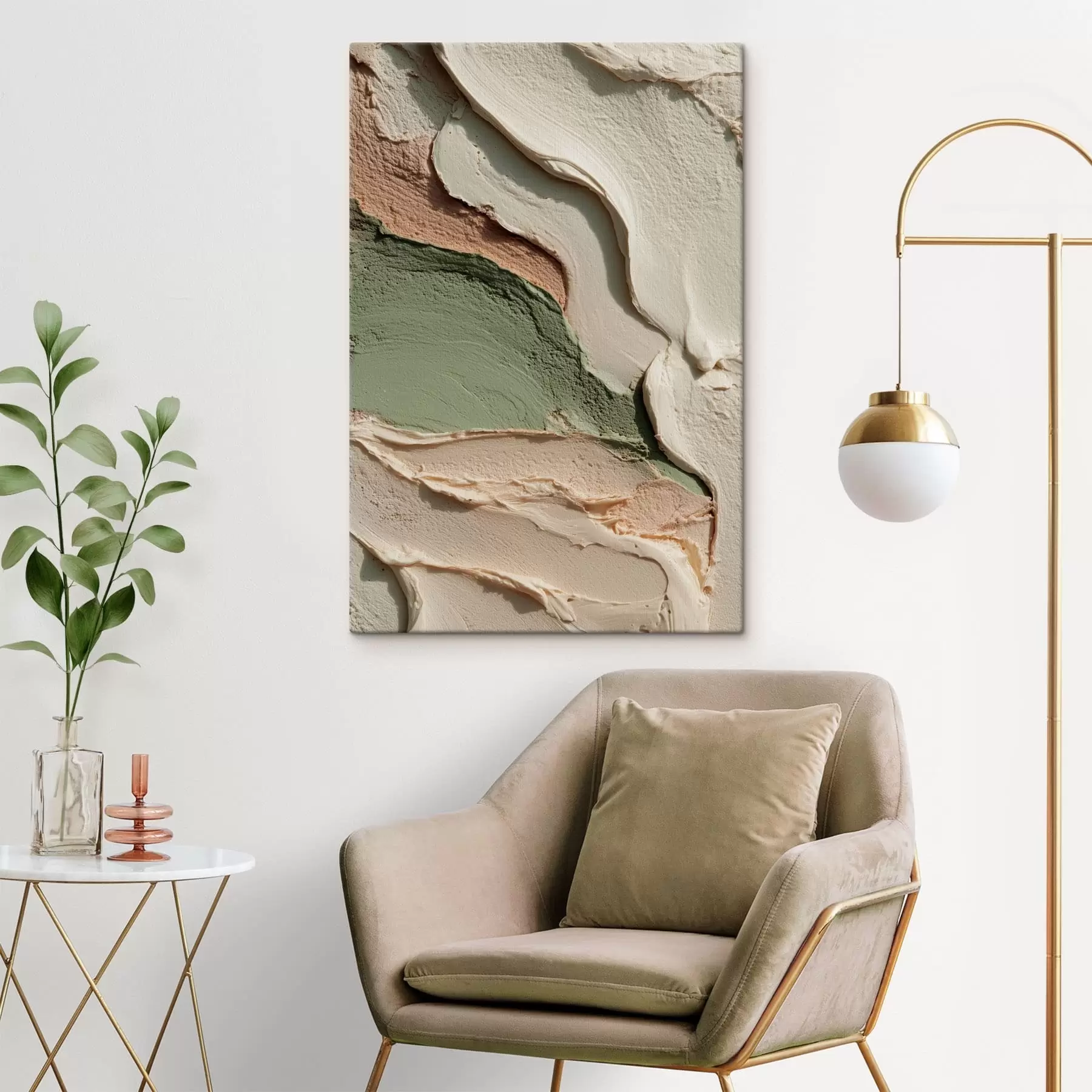 murales de pared Pinceladas abstractas al estilo impasto en tonos naturales s48798
