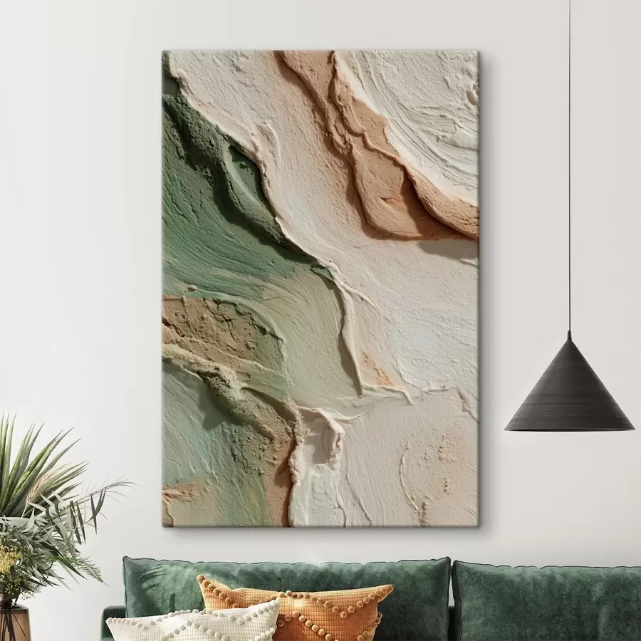 murales de pared Textura abstracta de estilo impasto en tonos beige y verde s48799
