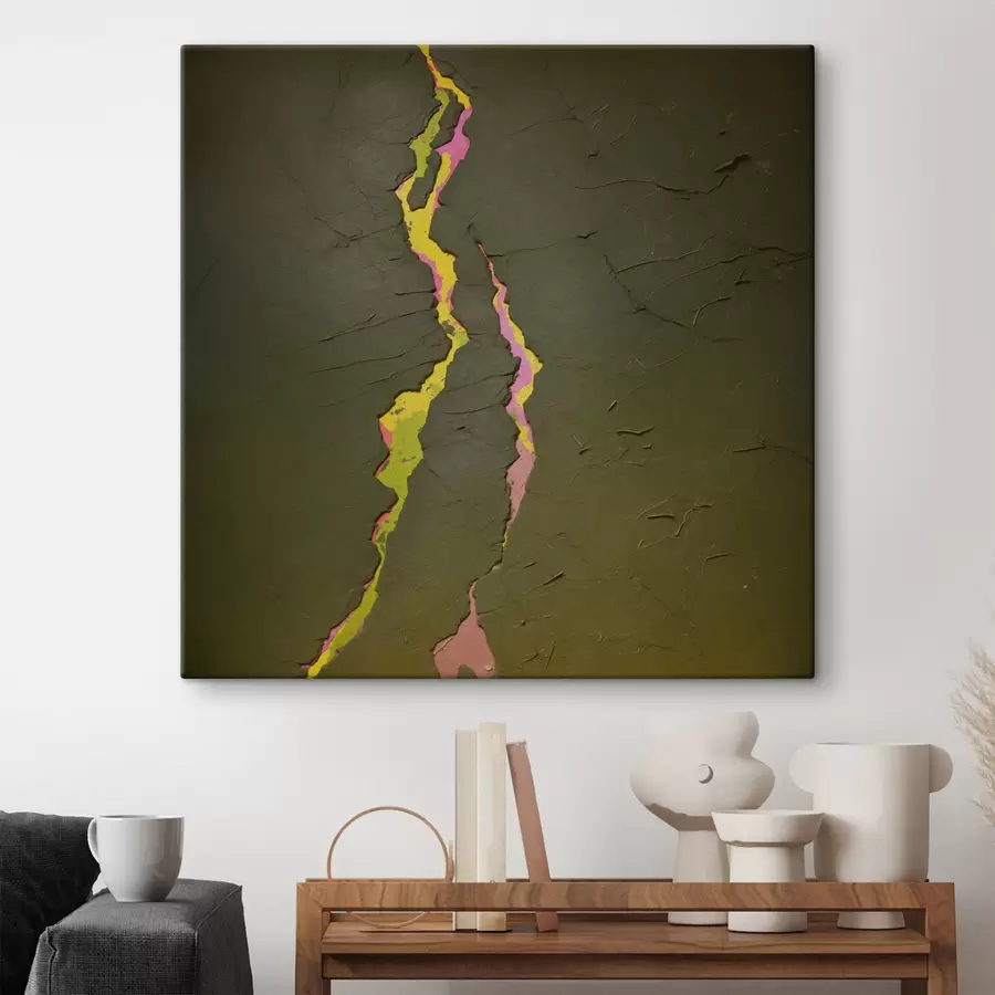 murales de pared Grieta abstracta con capas de colores vivos bajo una superficie oscura s48805