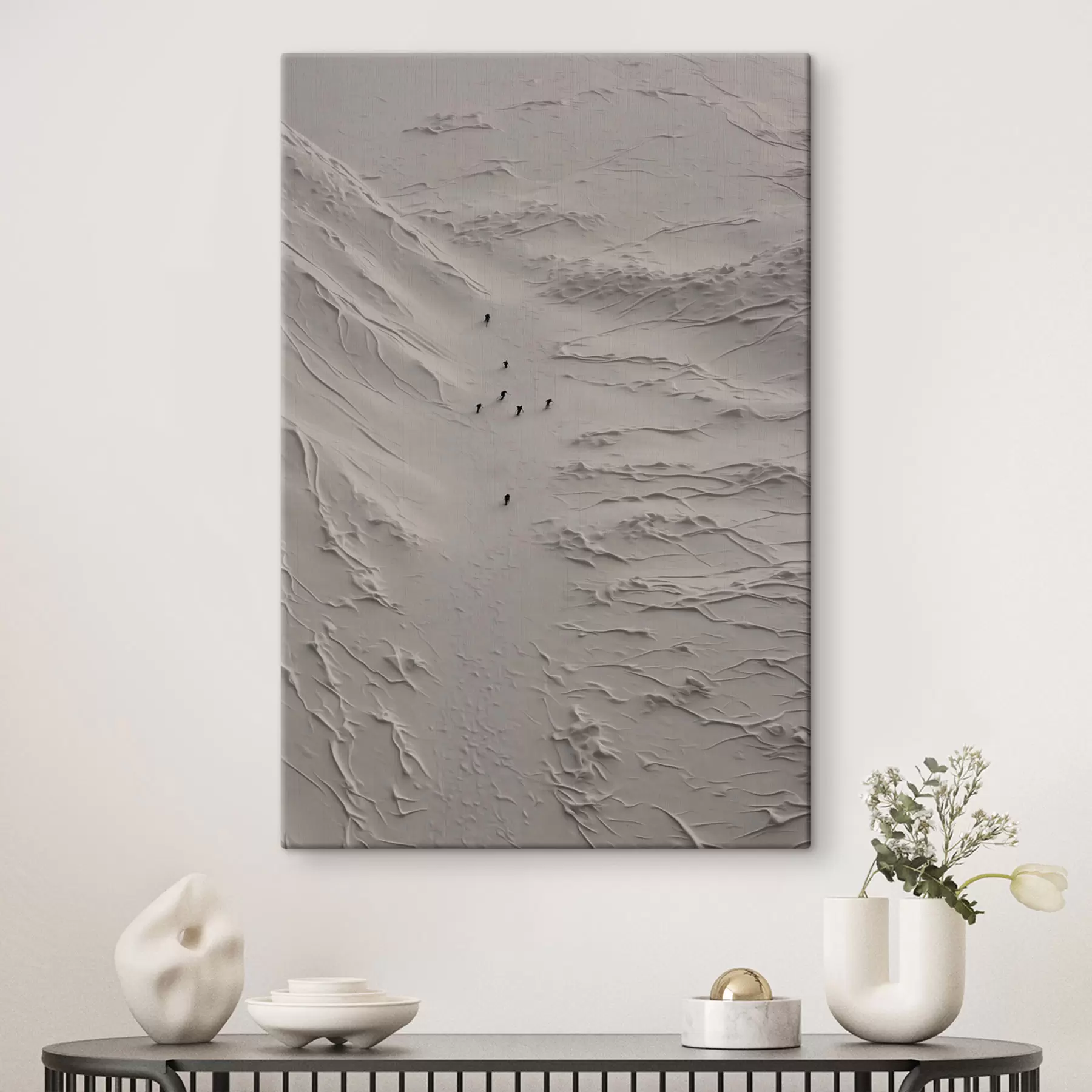 murales de pared Figuras minimalistas en las dunas de arena vistas desde arriba s48825