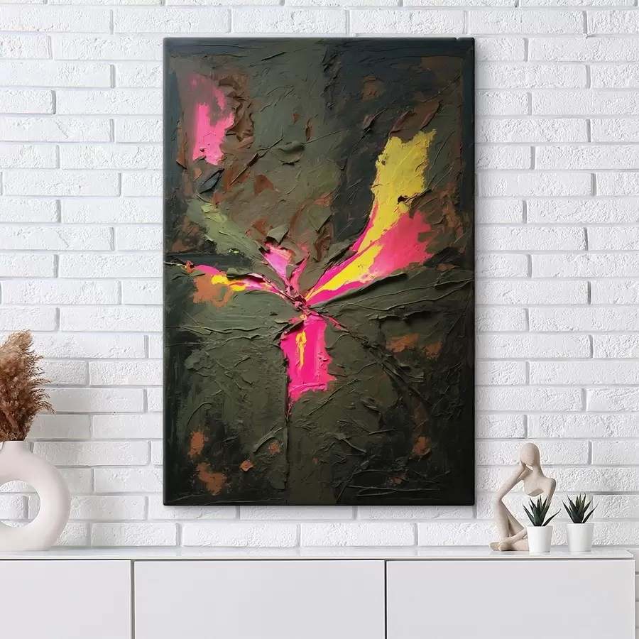 murales de pared Composición texturizada de estilo impasto con toques vivos s48826