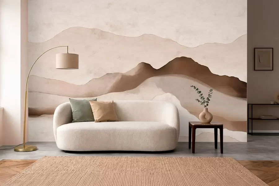 murales de pared Montañas abstractas en los estilos «Japandi» y minimalista w05434