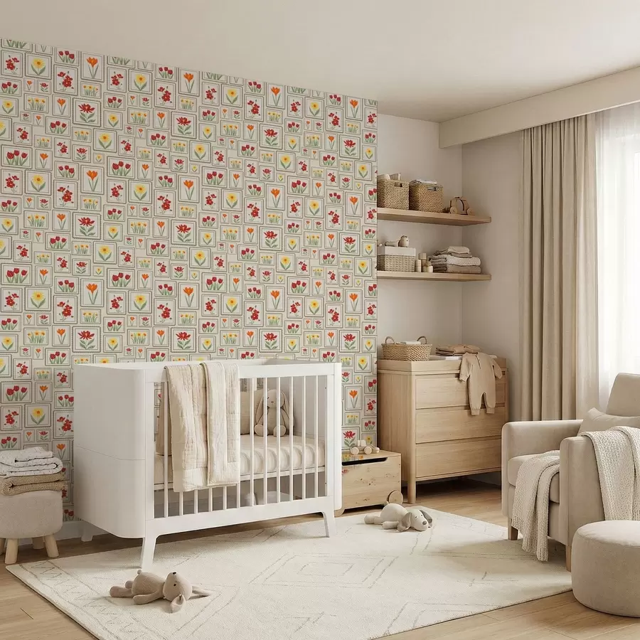 murales de pared Ilustraciones florales enmarcadas en tonos cálidos a01173