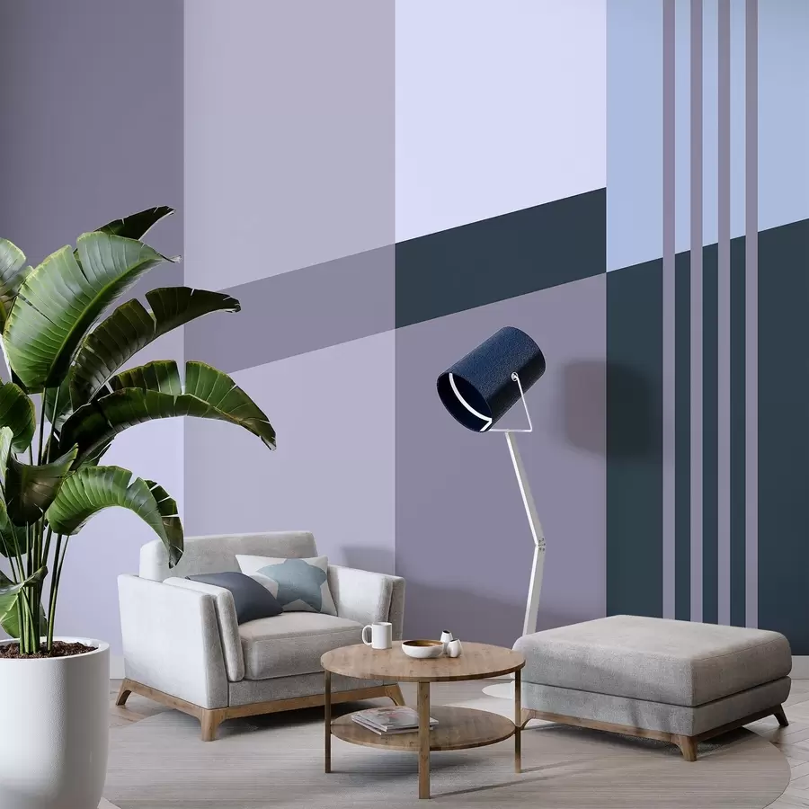 murales de pared Diseños geométricos discretos en tonos grises y azules w05390v1