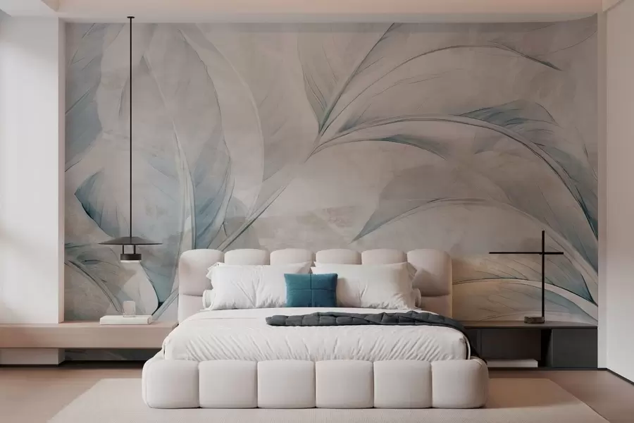 murales de pared Hojas en un muro de hormigón w05440