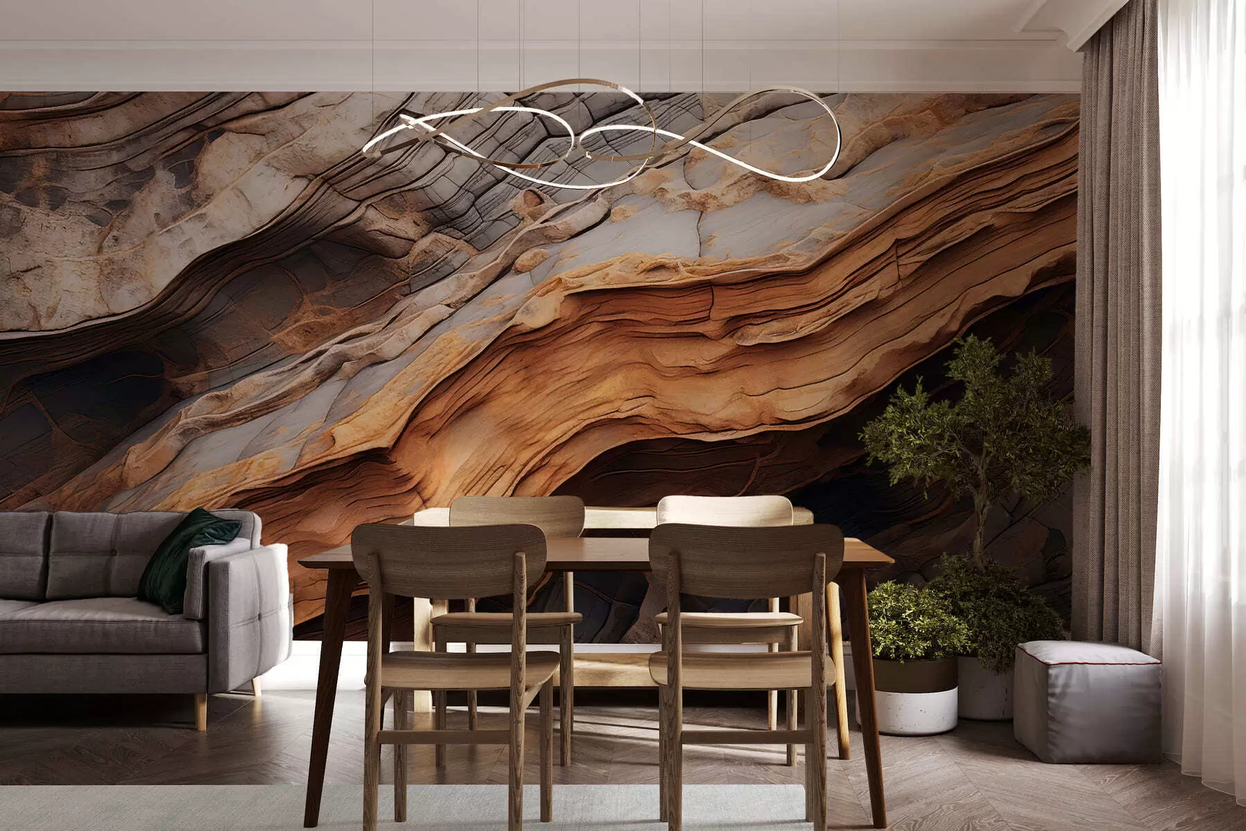 murales de pared Textura de madera oscura y intensa w05520