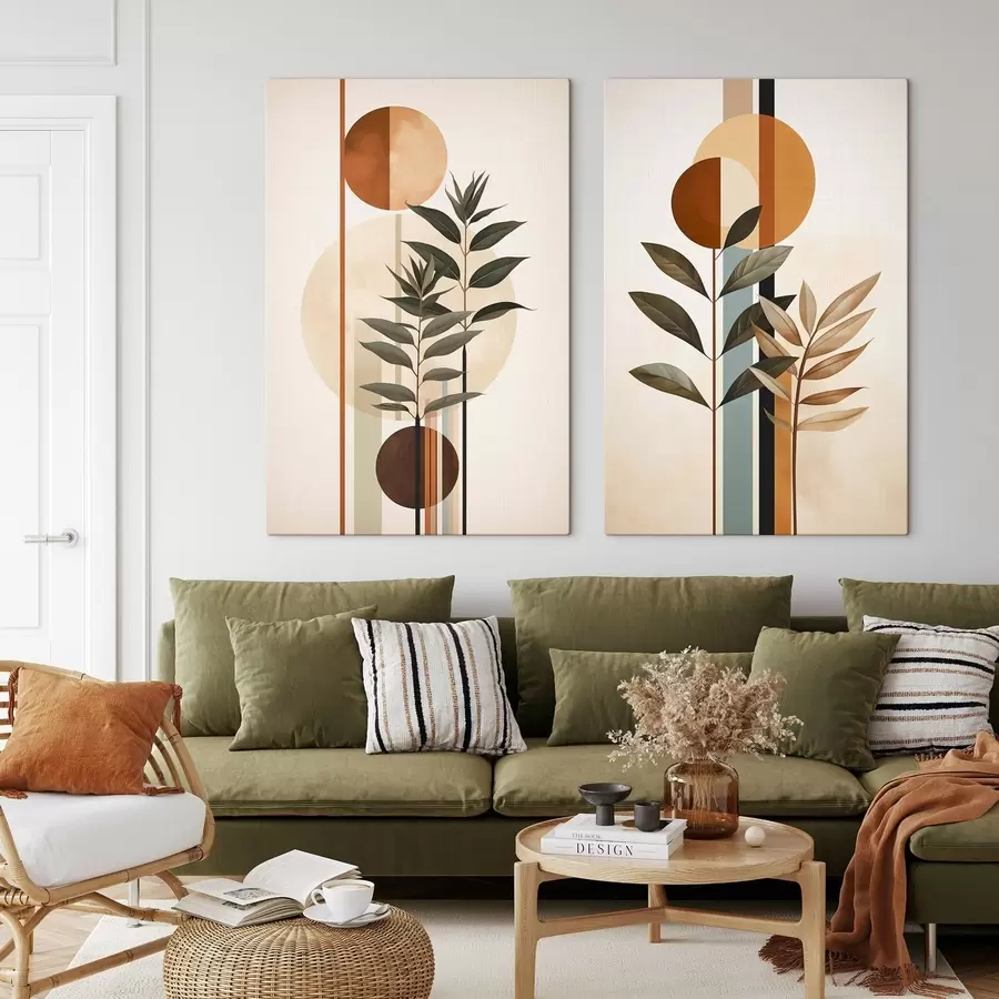 murales de pared Plantas abstractas con círculos y líneas m30392