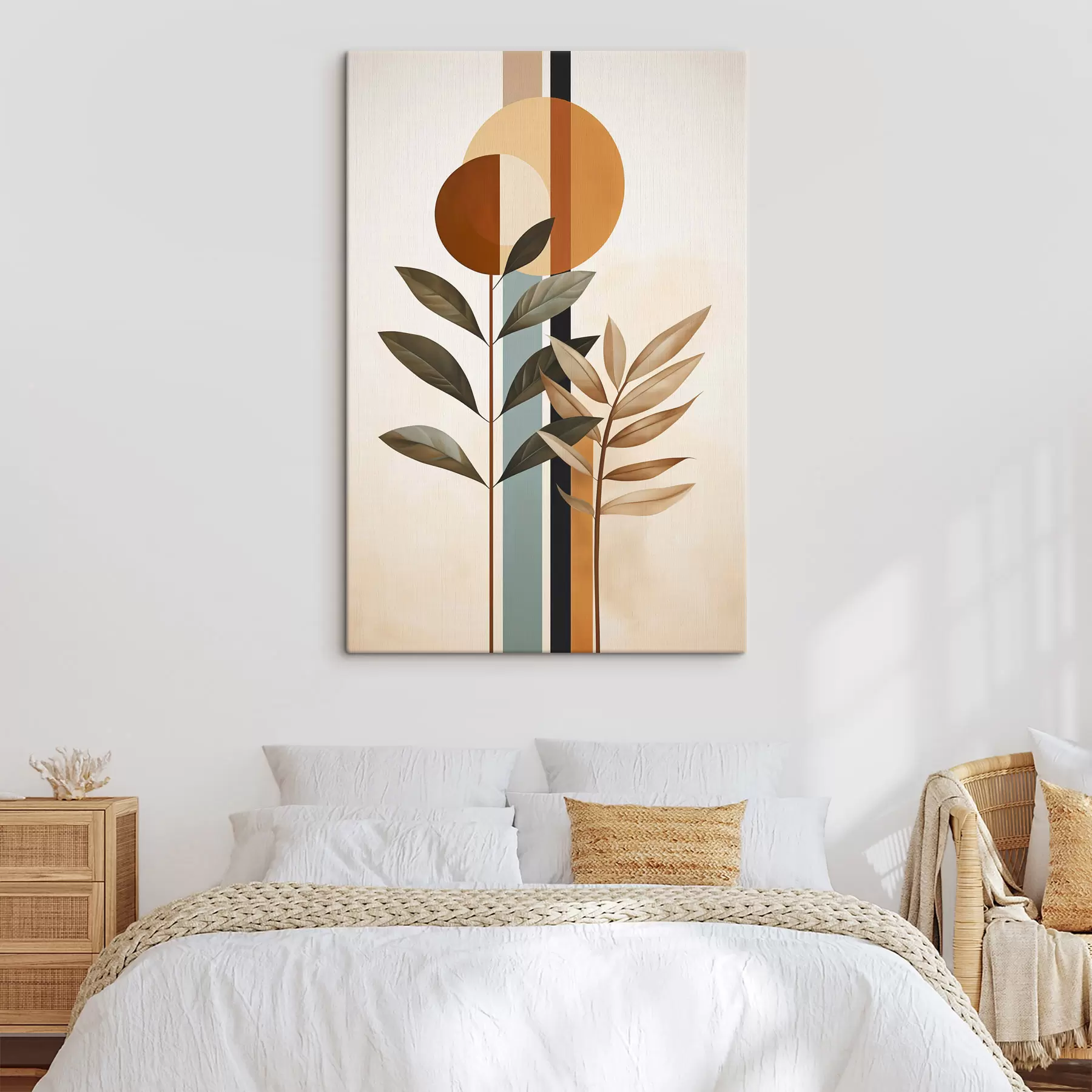 murales de pared Plantas abstractas con círculos y líneas s48929