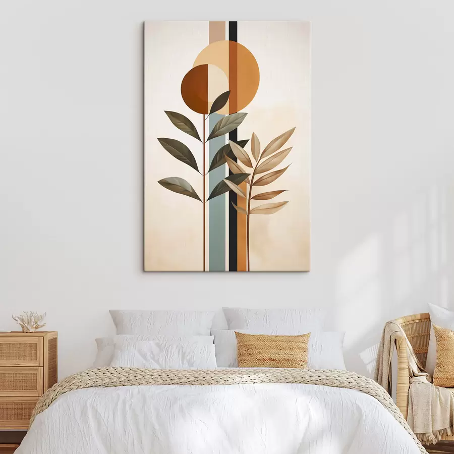 murales de pared Plantas abstractas con círculos y líneas s48929