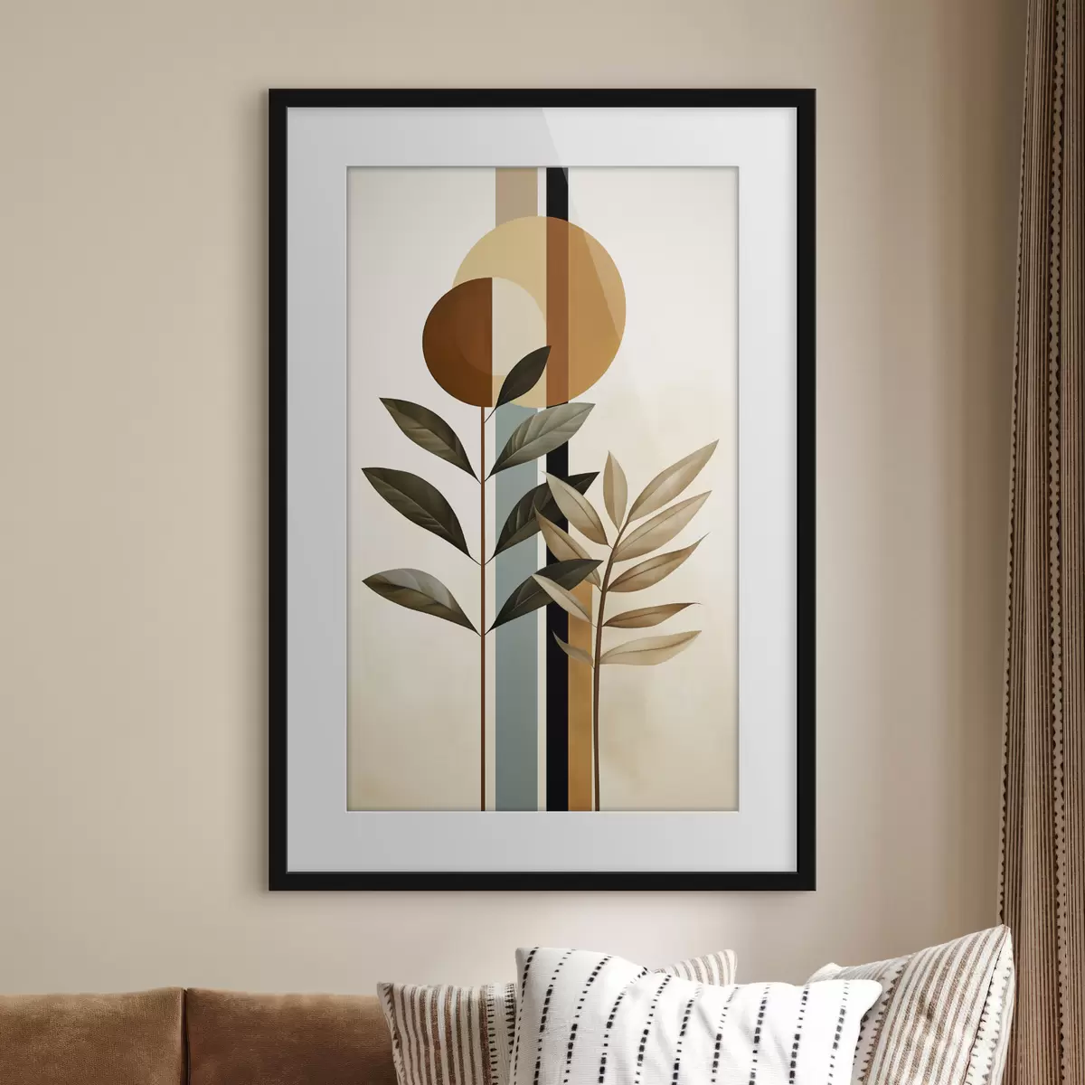 Poster Plantas abstractas con círculos y líneas f48929